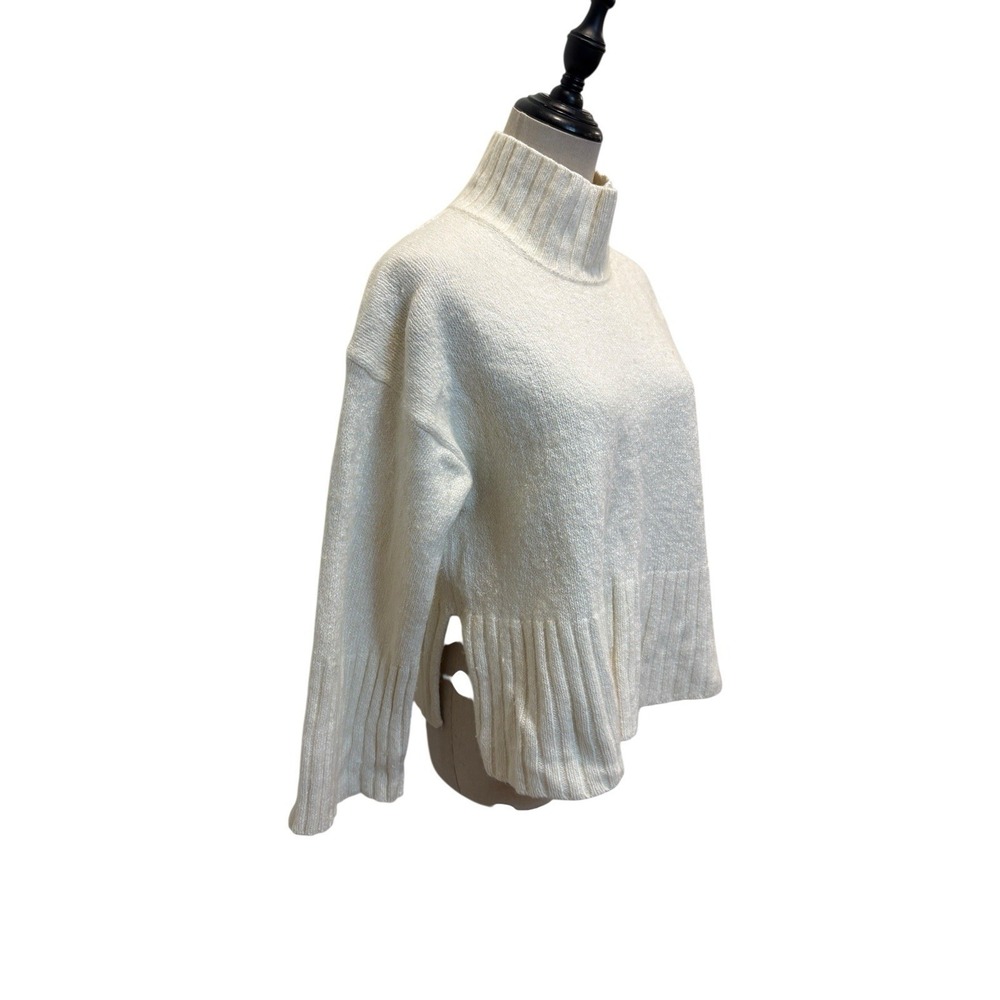 Barbour Women's Cropped Sweater Ivory Wool Blend Sz 6 Quiet Luxury Minimalist - Picture 3 of 8